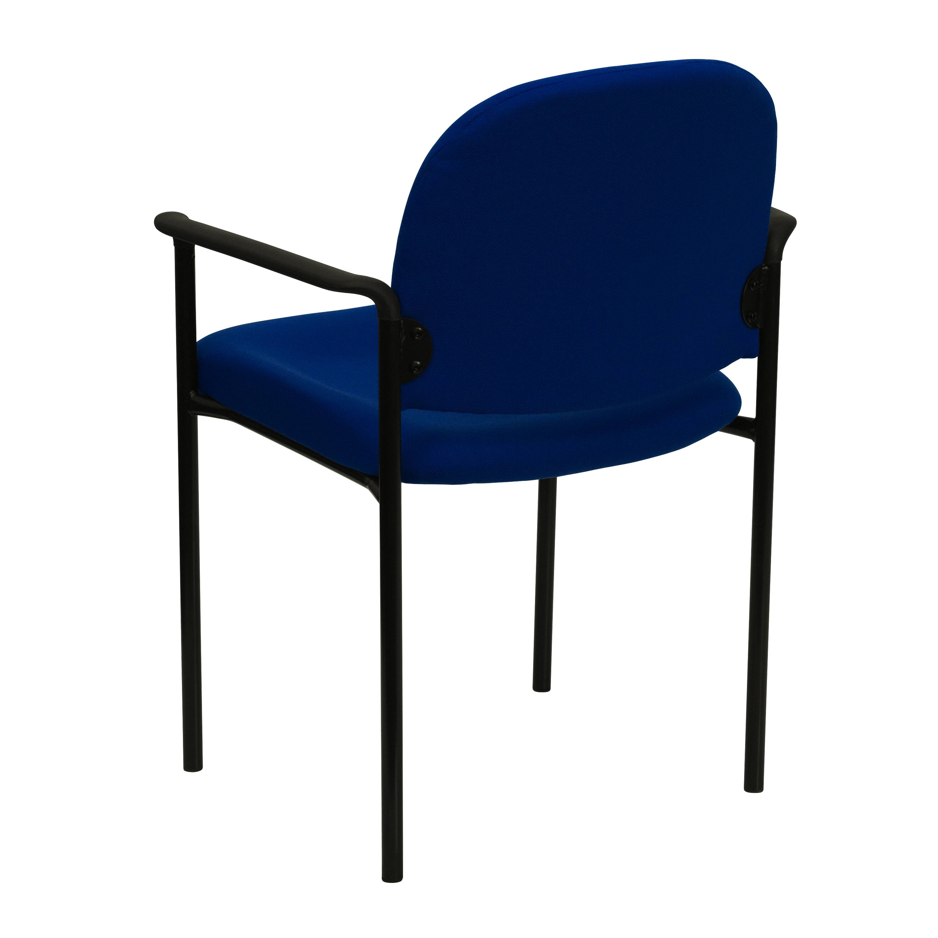 Alt View 5. Emma + Oliver - Comfort Stackable Steel Side Reception Chair with Arms - Navy Fabric.