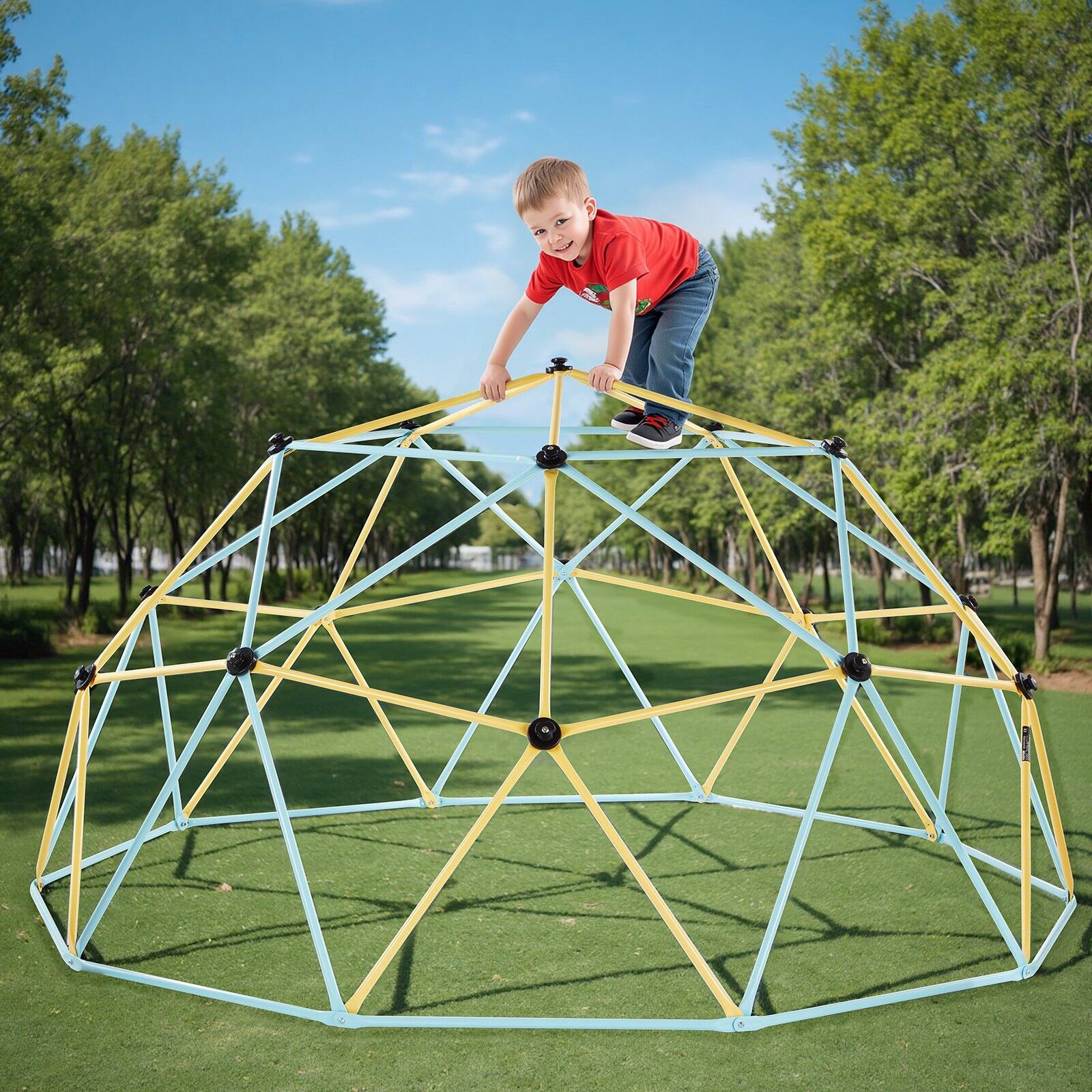 Alt View 1. Glintex - 10FT Kids Climbing Dome, 1000LBS Geometric Playground with Net and Basketballs for Outdoor Fun.