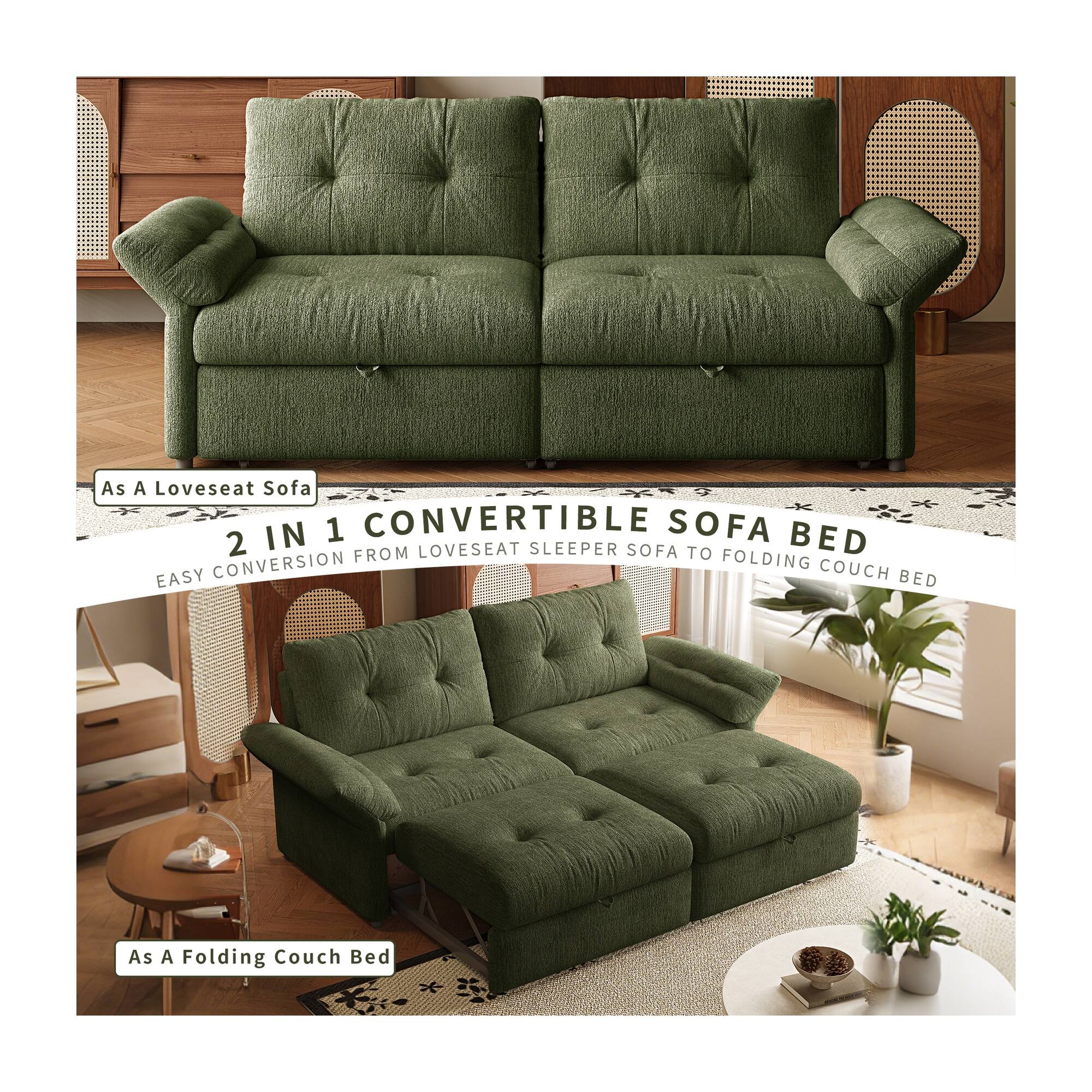 As a Loveseat Sofa

2 IN 1 CONVERTIBLE SOFA BED

EASY CONVERSION FROM LOVESEAT SLEEPER SOFA TO FOLDING COUCH BED

As a Folding Couch Bed