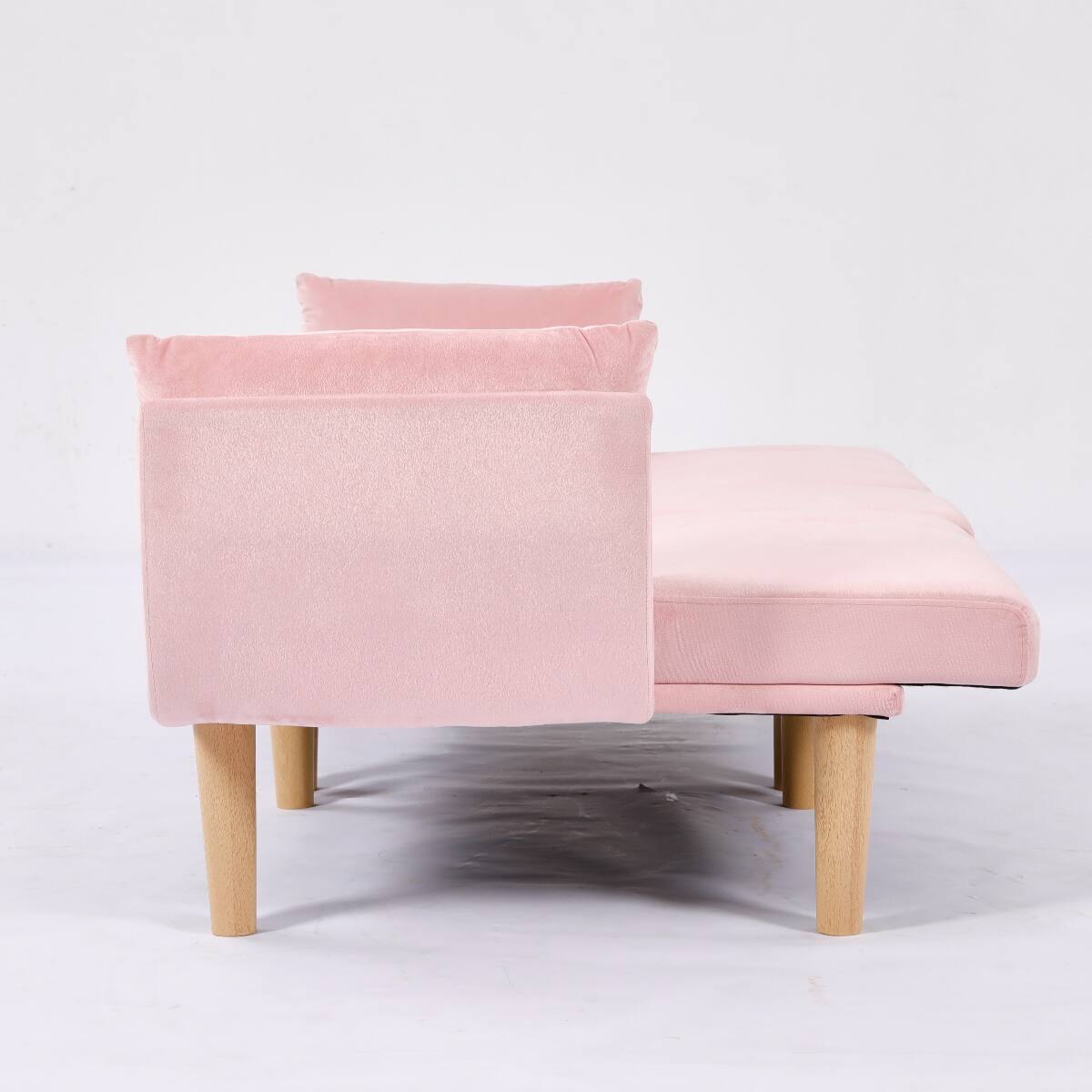 Alt View 6. Ropilly - Ropilly Pink Velvet Loveseat Foldable Sofa, 72 Inch Upholstered Couch for Small Living Room Apartment - Pink.