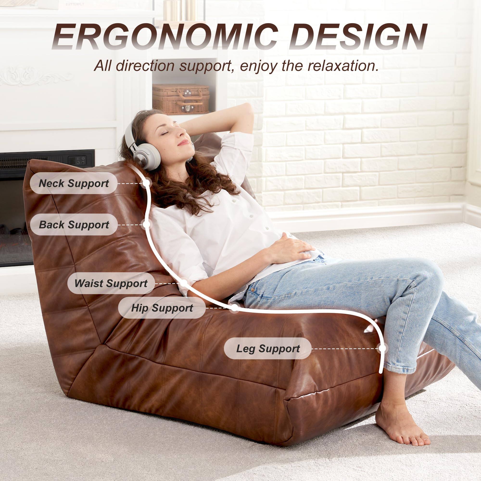 ERGONOMIC DESIGN  
All direction support, enjoy the relaxation.  

- Neck Support  
- Back Support  
- Waist Support  
- Hip Support  
- Leg Support