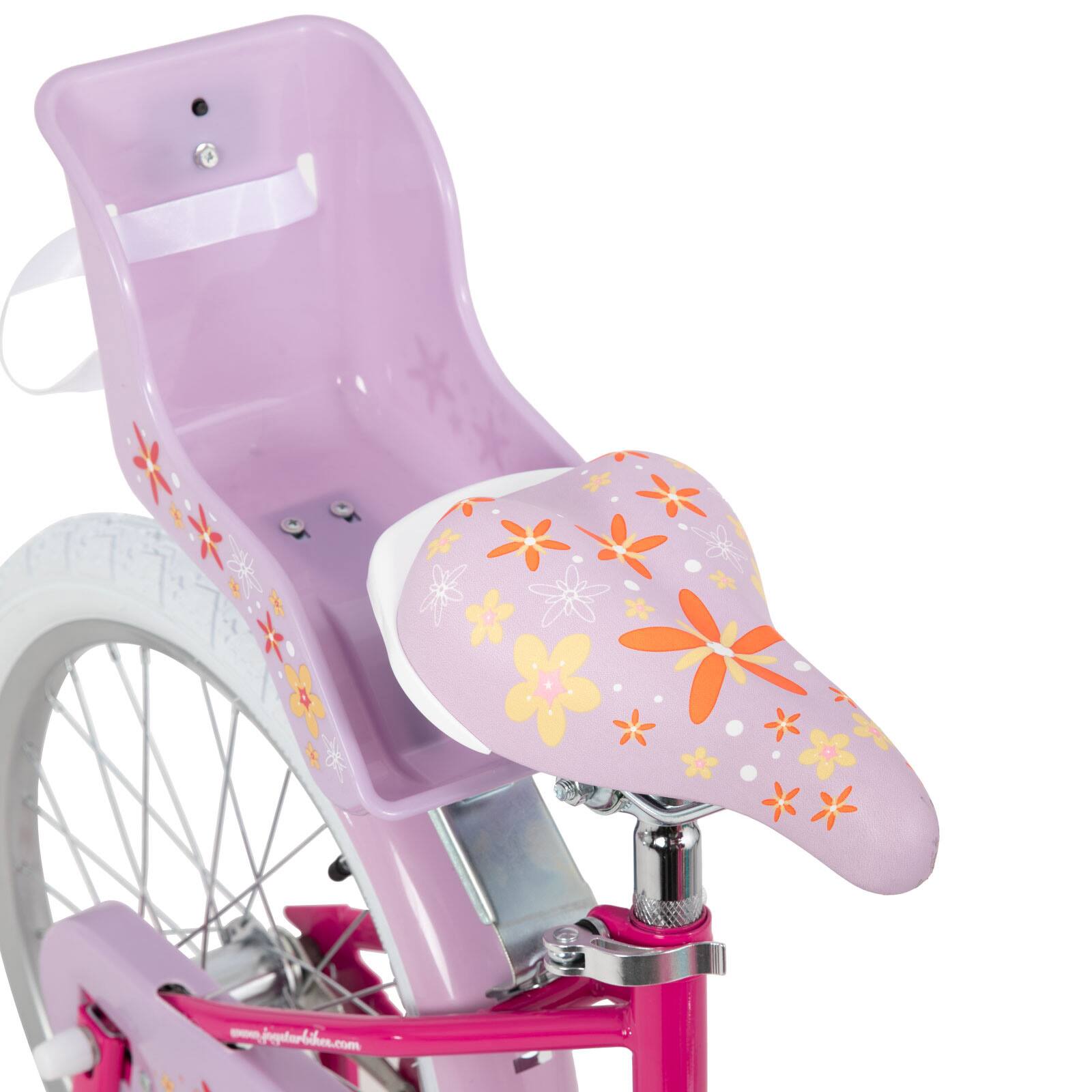 Alt View 8. JOYSTAR - JOYSTAR Unicorn 14 Inch Kids Bike for Girls Ages 3-5, Toddler Bicycles with Training Wheels & Basket, Doll Seat, Fuchsia - Fuchsia.