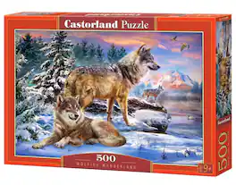 Castorland - 500 Piece Jigsaw Puzzle, Wolfish Wonderland, Winter scenary, Animal Puzzle, Adult Puzzles, B-53049 - Red