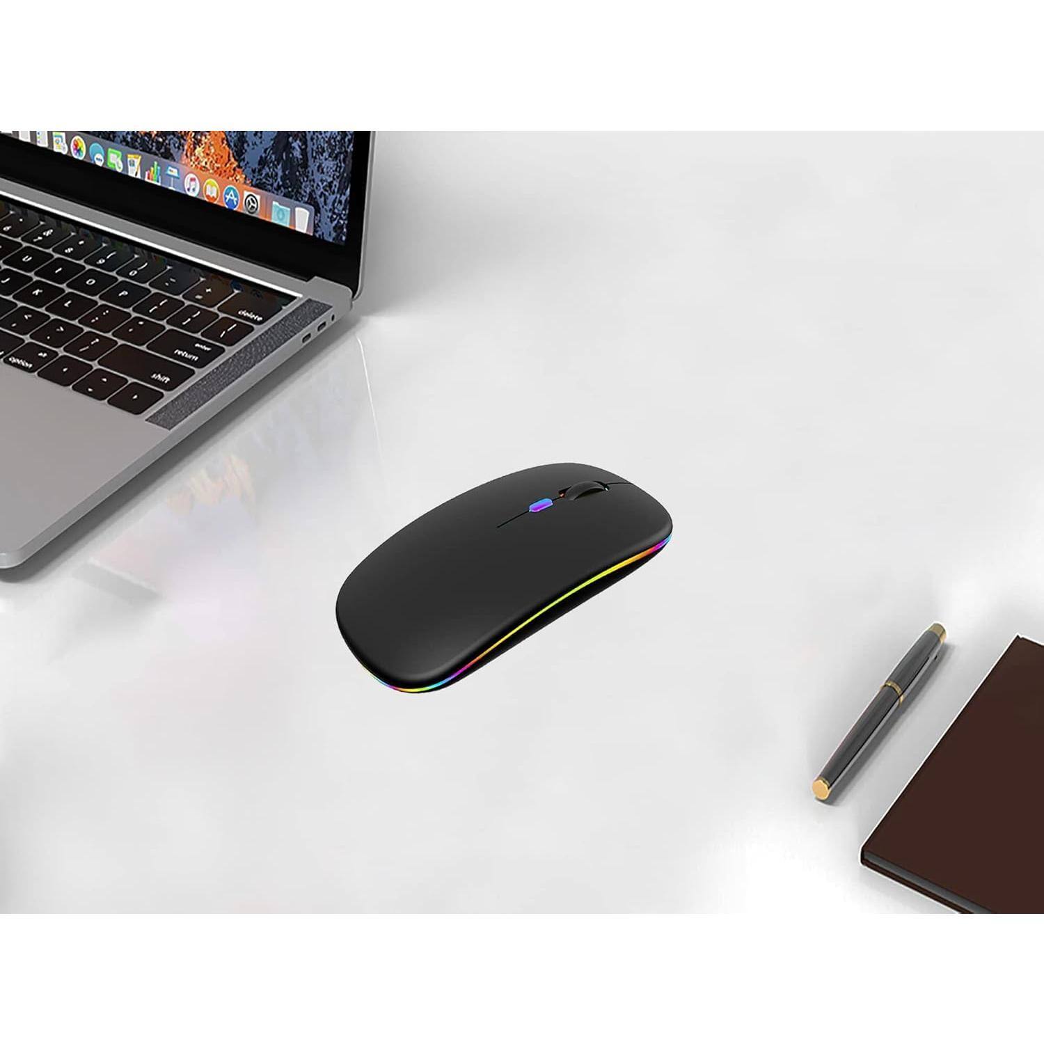 Back. Cedar Assembly - Wireless Mouse LED Rechargeable Silent Slim Laptop Mouse Portable Dual Mode Computer Mouse for Laptop... - Black Wireless Bluetooth Mouse.