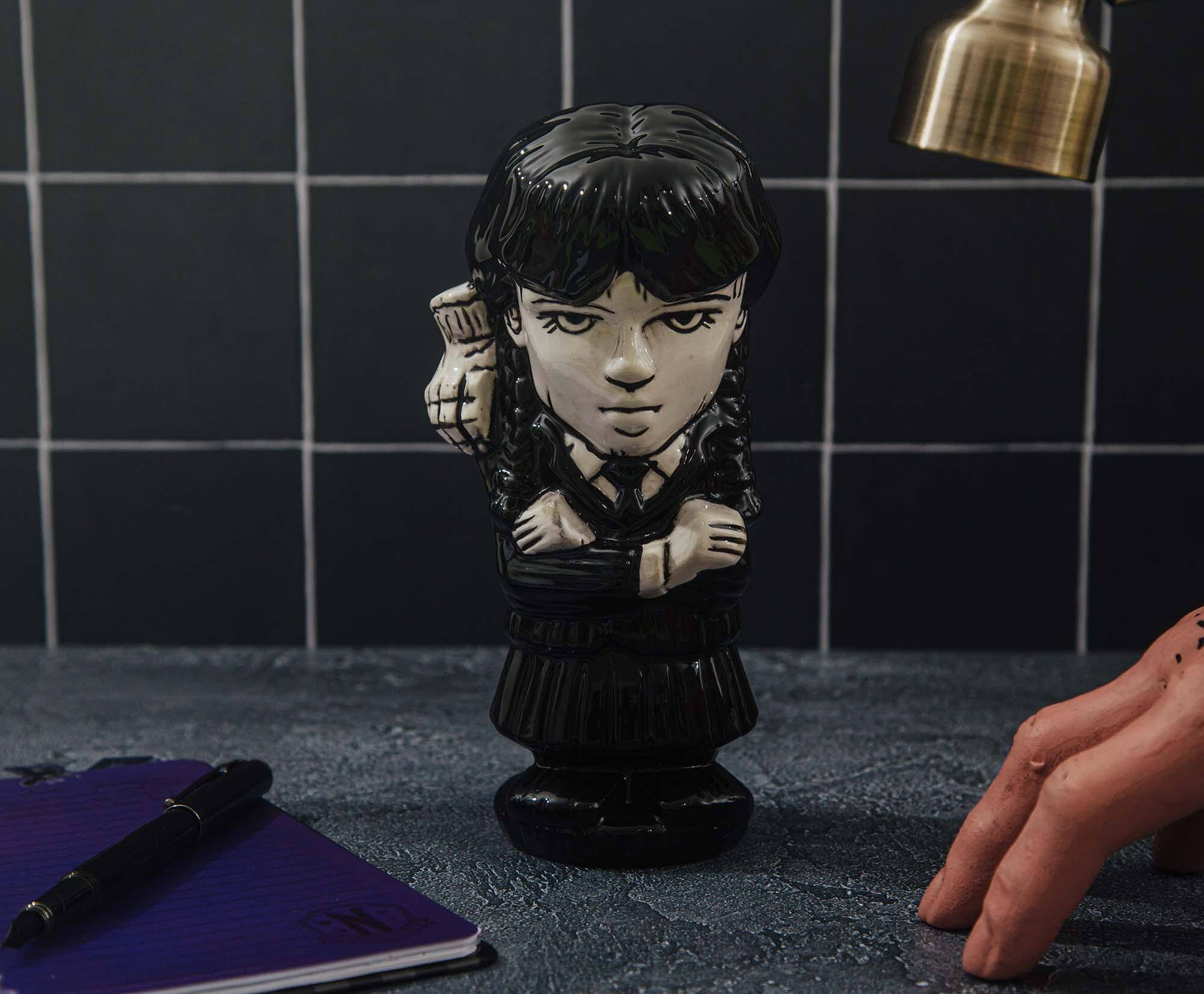 Alt View 10. ThinkGeek - Geeki Tikis The Addams Family Wednesday Ceramic Mug | Holds 11 Ounces - Black/White.