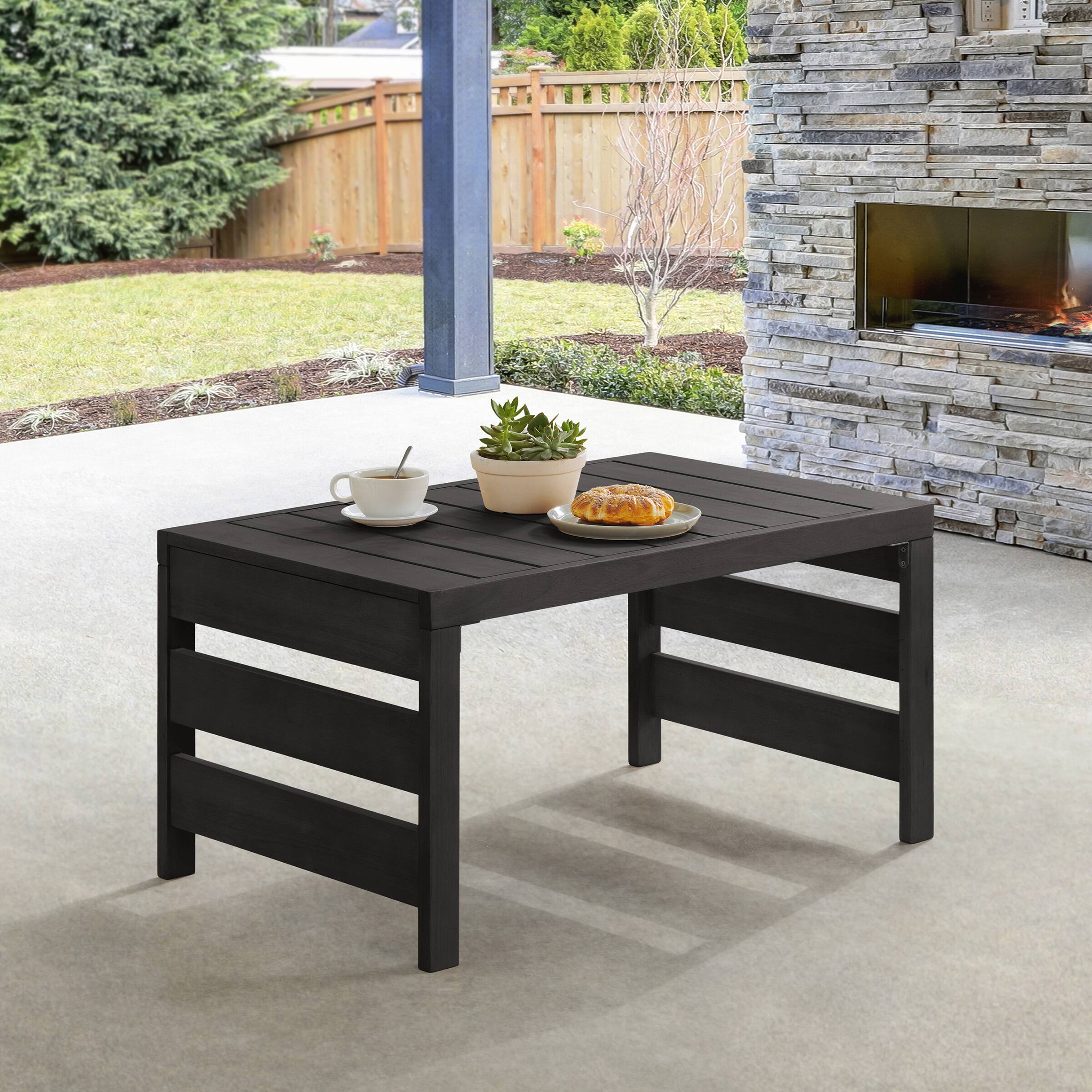 Alt View 3. Alaterre Furniture - Barton Outdoor Coffee Table Weather-Resistant Eucalyptus Wood Small Table - Black.