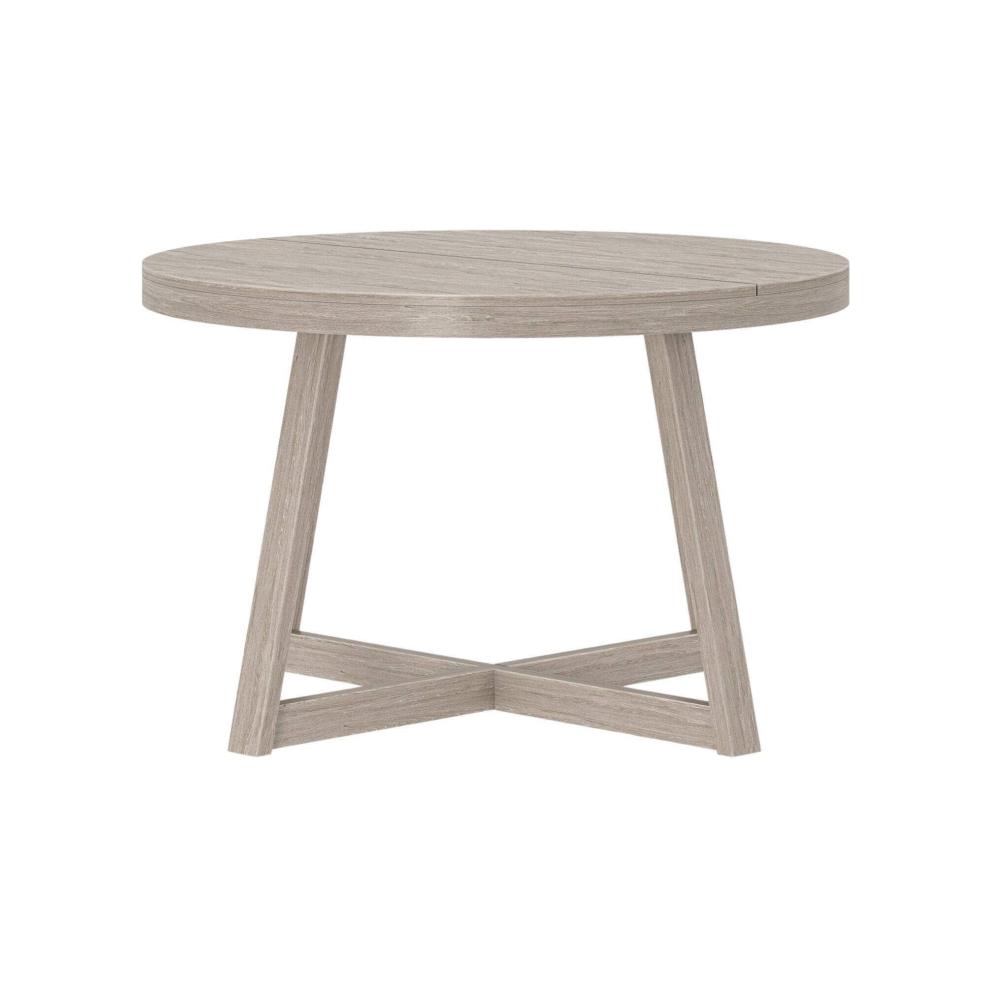 Alt View 3. Plank+Beam - Classic Round Dining Table (47in / 1194mm), Seashell Wirebrush - Seashell Wirebrush.