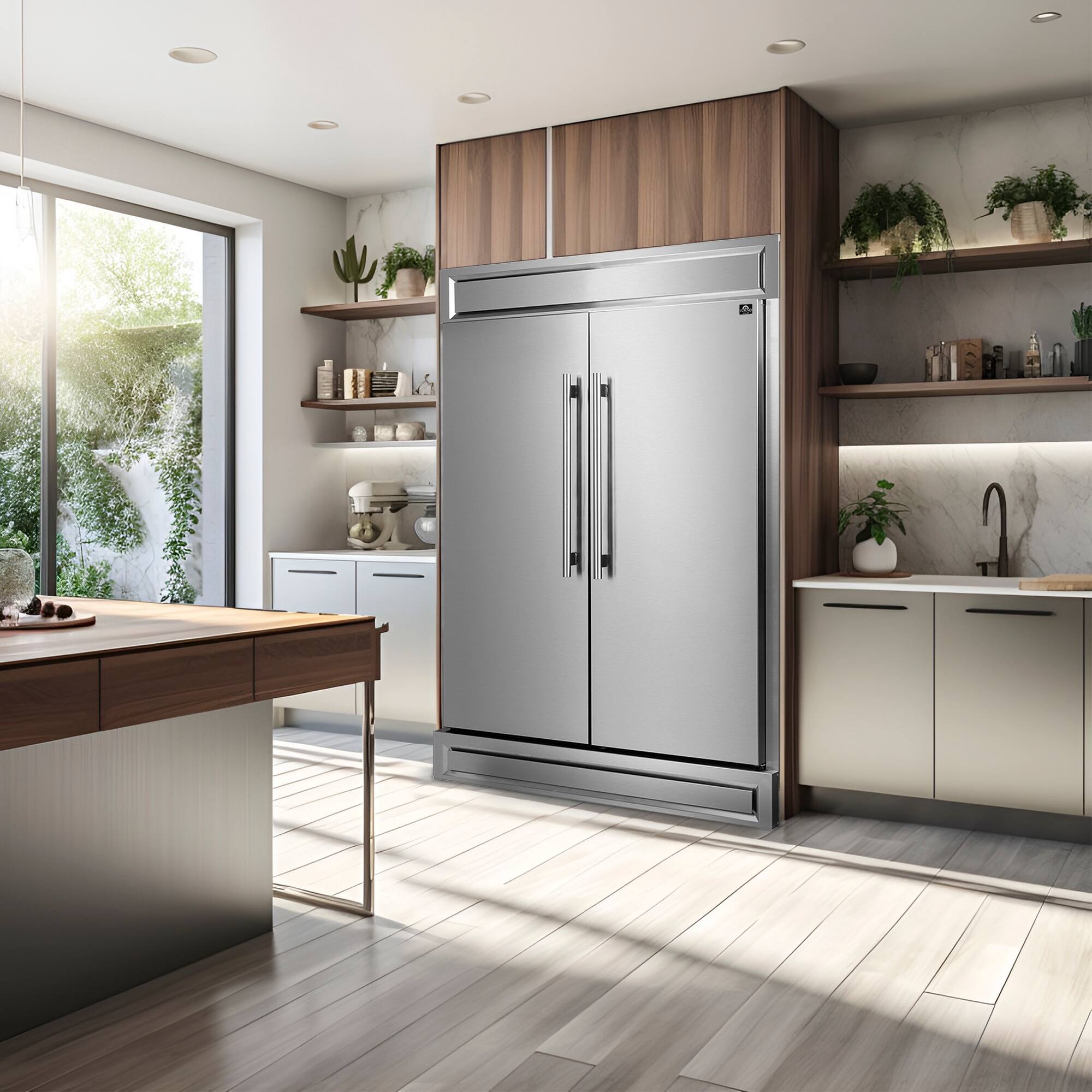 Alt View 19. Forno Appliances - Maderno 27.2 Cu. Ft. Built-In Side-by-Side Convertible Refrigerator/Freezer with Decorative Grill - Stainless Steel.