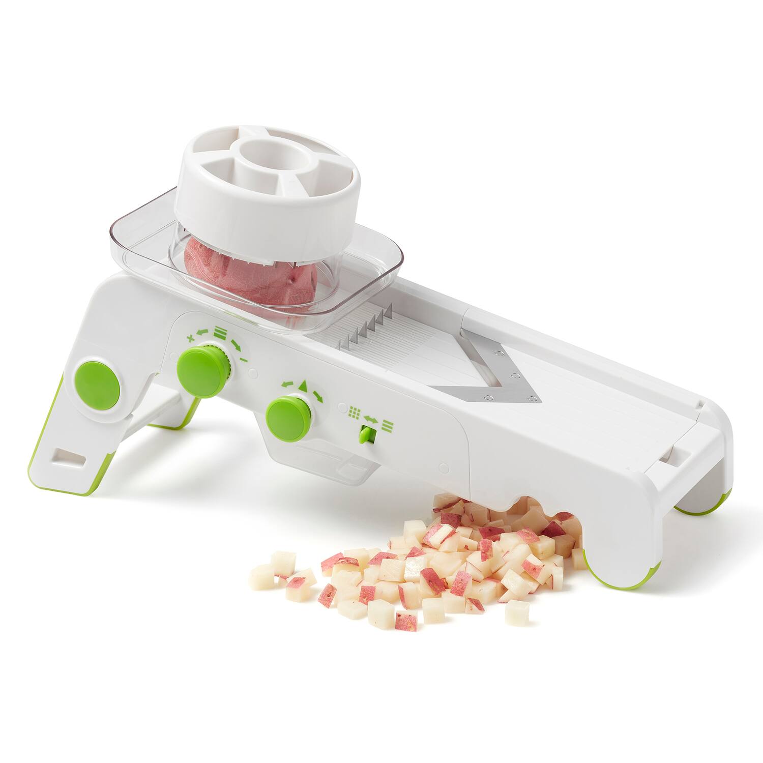 Alt View 4. Starfrit - Cubing Pro Mandoline Slicer with Storage Box - White/Green.