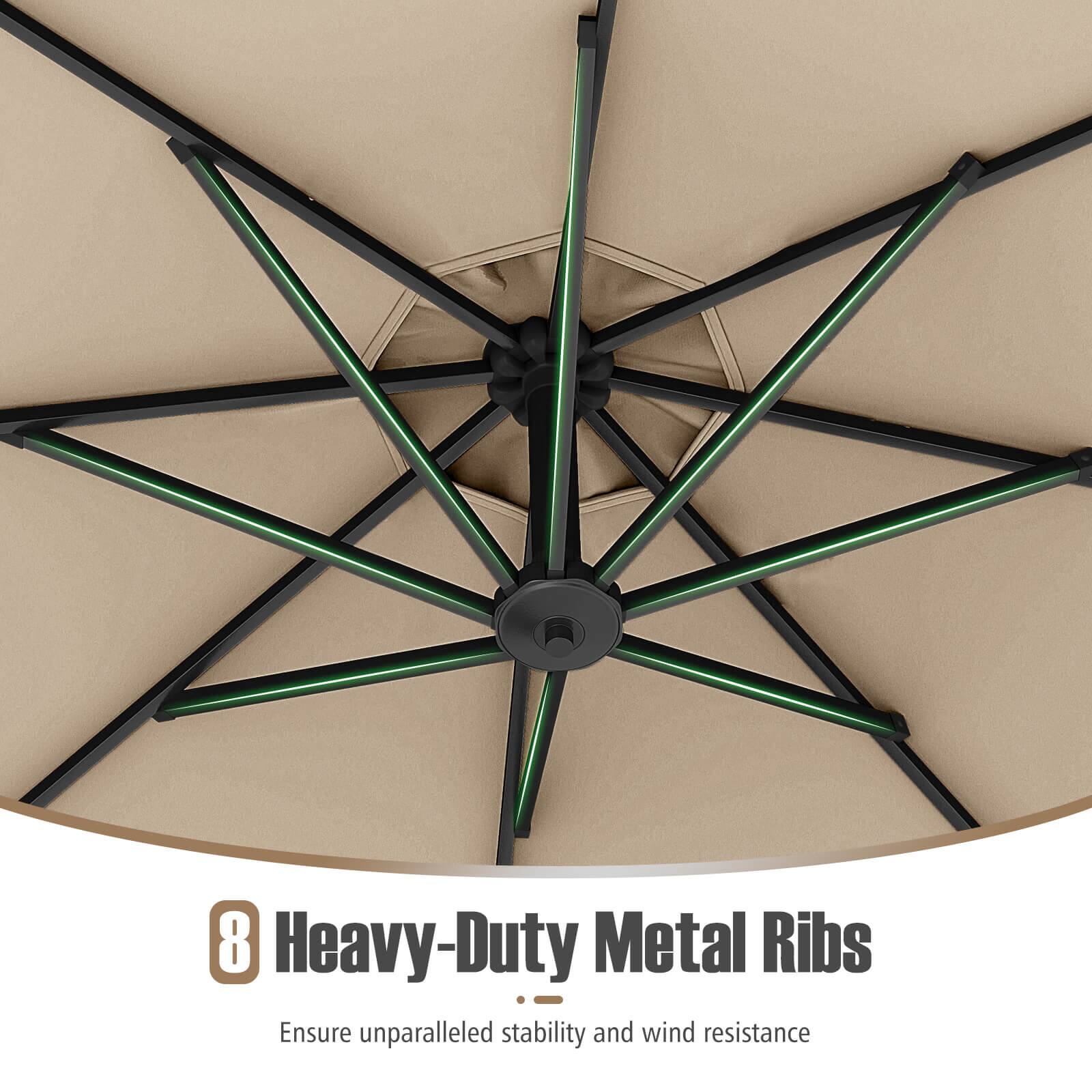8 Heavy-Duty Metal Ribs  
Ensure unparalleled stability and wind resistance