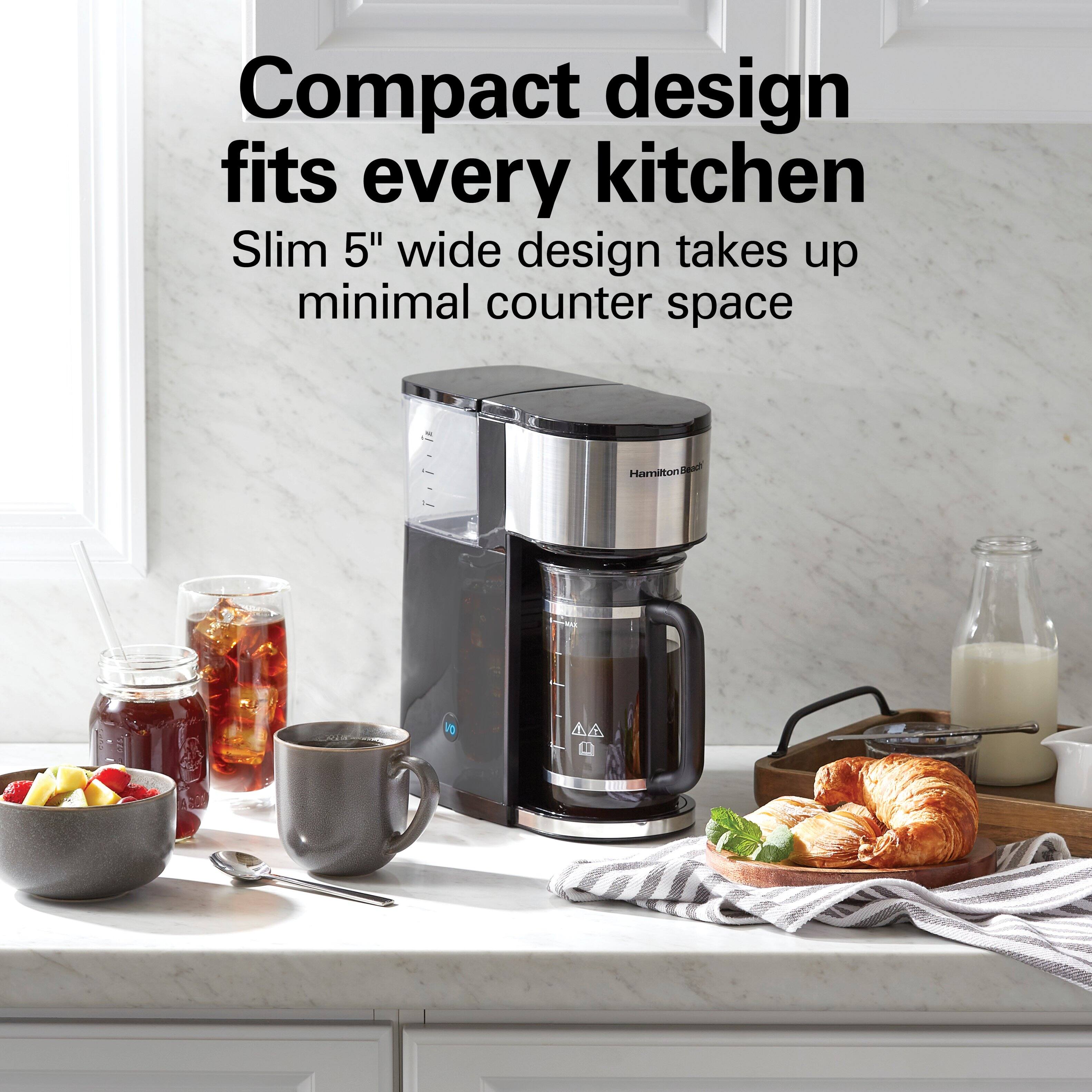 Compact design fits every kitchen  
Slim 5" wide design takes up minimal counter space