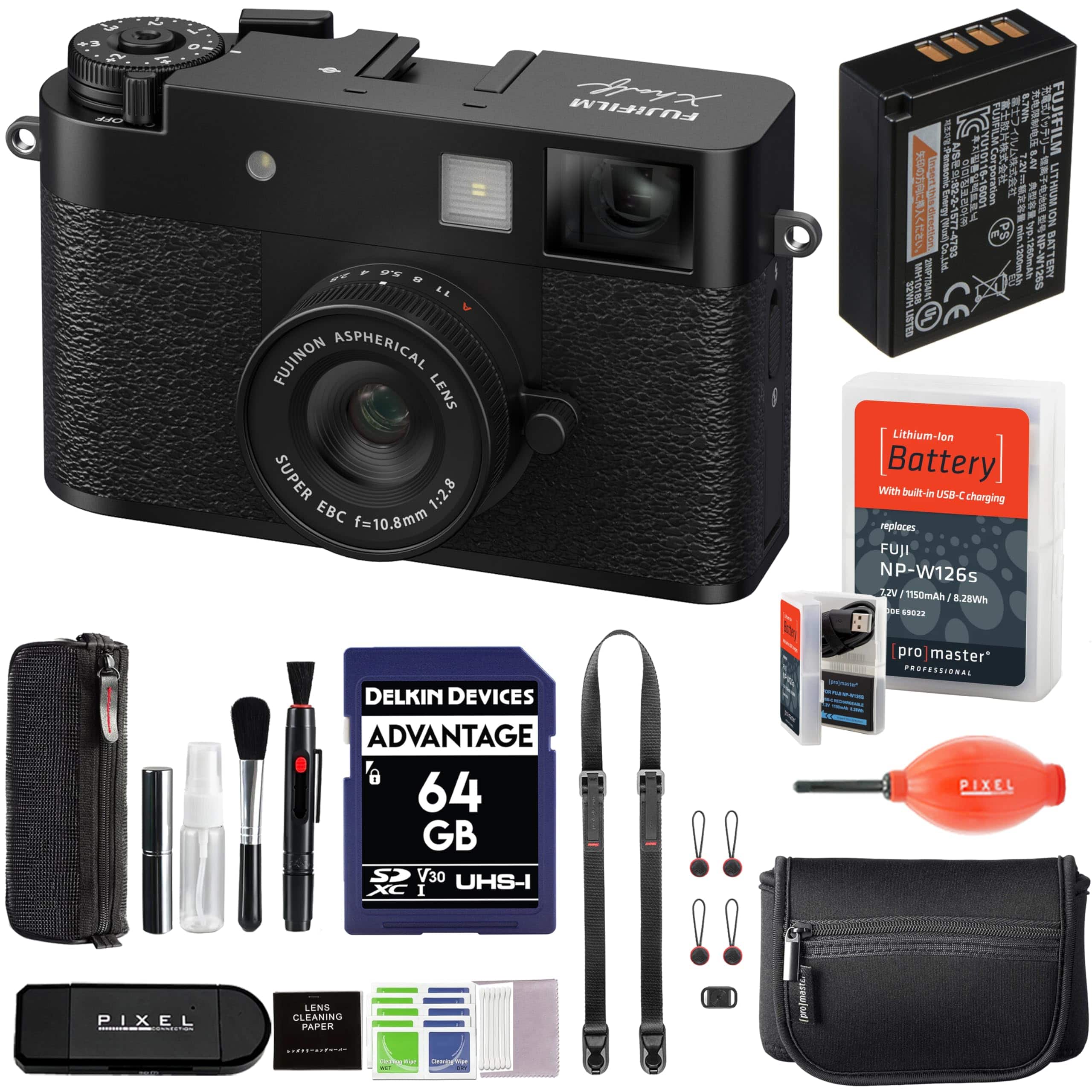 Fujifilm - X Half Digital Camera (Black) Bundle with Extra Battery + Peak Design Strap + More Advanced Accessories