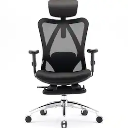 SIHOO - M18 Office Chair with Footrest, High Back Desk Chair, Ergonomic Chair with Armrest & Headrest - Black - FT