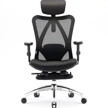 Front. SIHOO - M18 Office Chair with Footrest, High Back Desk Chair, Ergonomic Chair with Armrest & Headrest - Black - FT.
