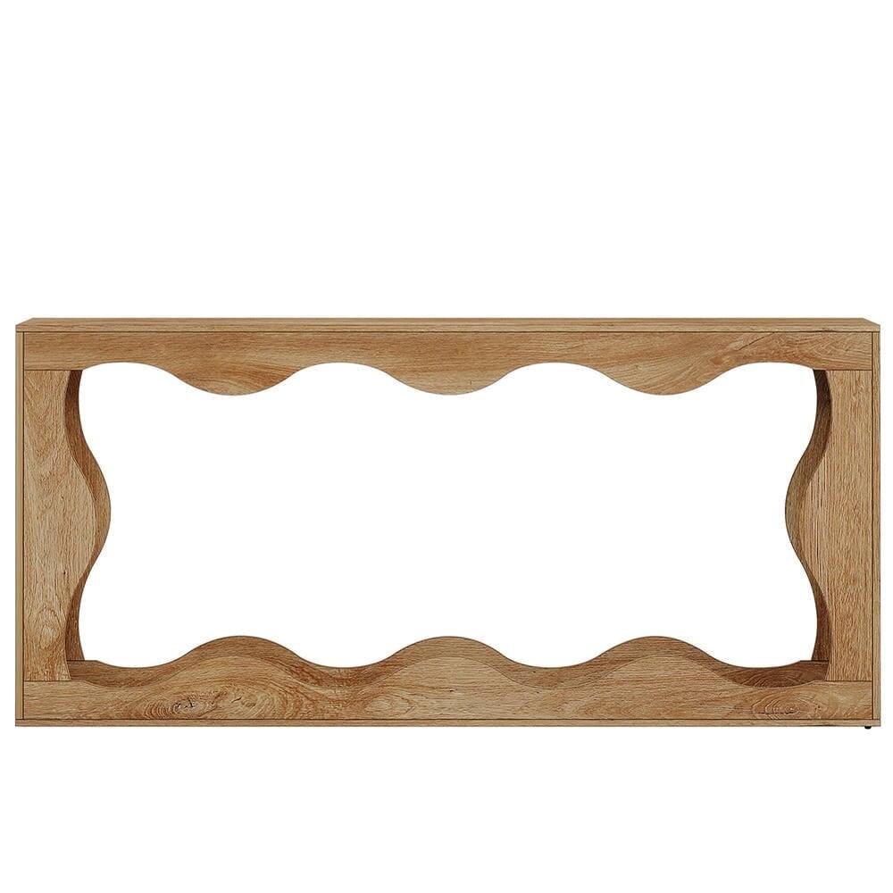 Front. Kadyn - Entryway Table, Console Sofa Table,63" Console Table, Farmhouse Entryway Table Couch Table Behind Sofa,Light Brown - Brown.