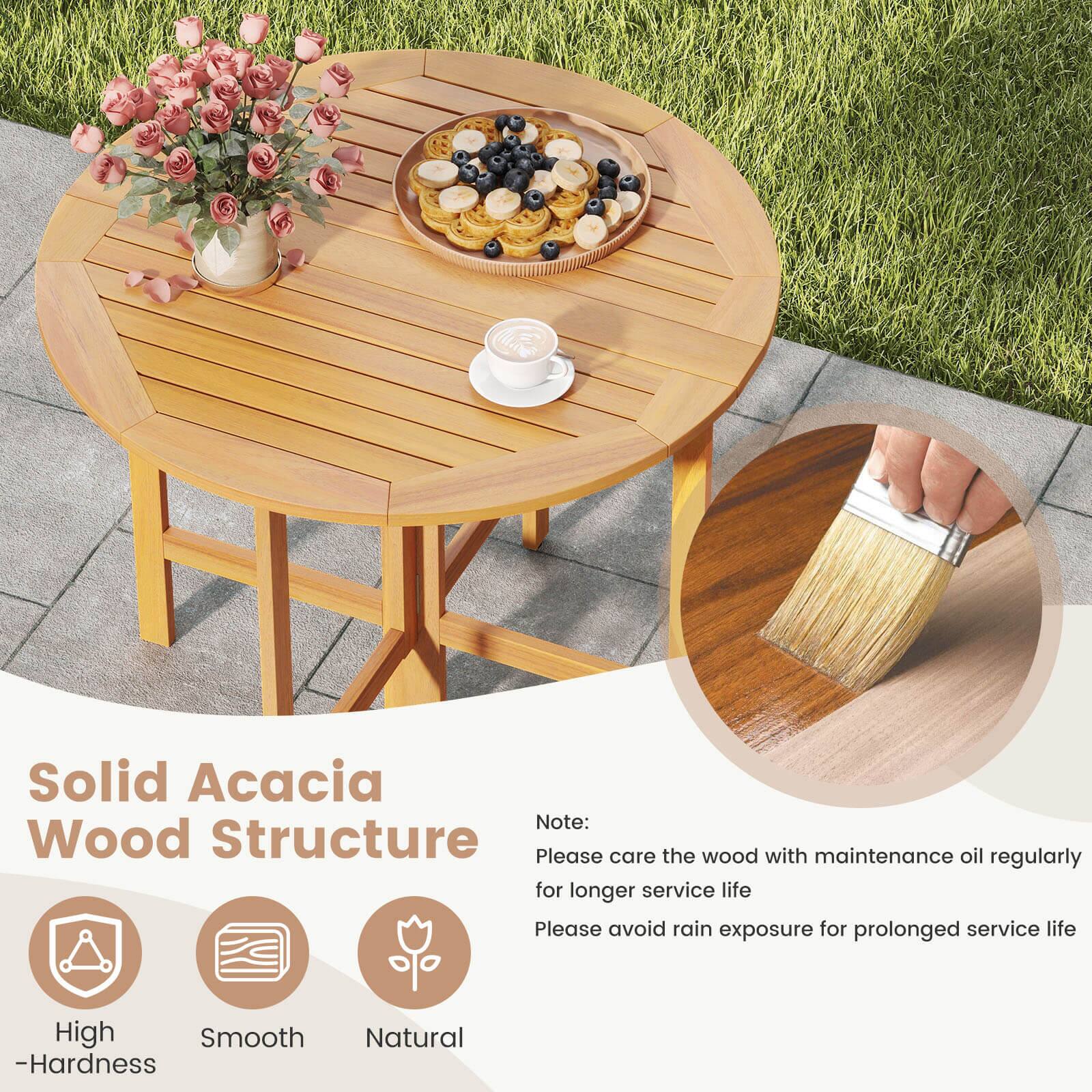 Solid Acacia Wood Structure

- High Hardness
- Smooth
- Natural

Note:
Please care the wood with maintenance oil regularly for longer service life
Please avoid rain exposure for prolonged service life