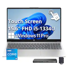 HP - Upgraded - 15.6" FHD TouchScreen Copilot Laptop,Intel Core i5 1334U,32GB RAM,2TB SSD+160GB Dock Set,Wi-Fi 6,Win 11 Pro - Silver