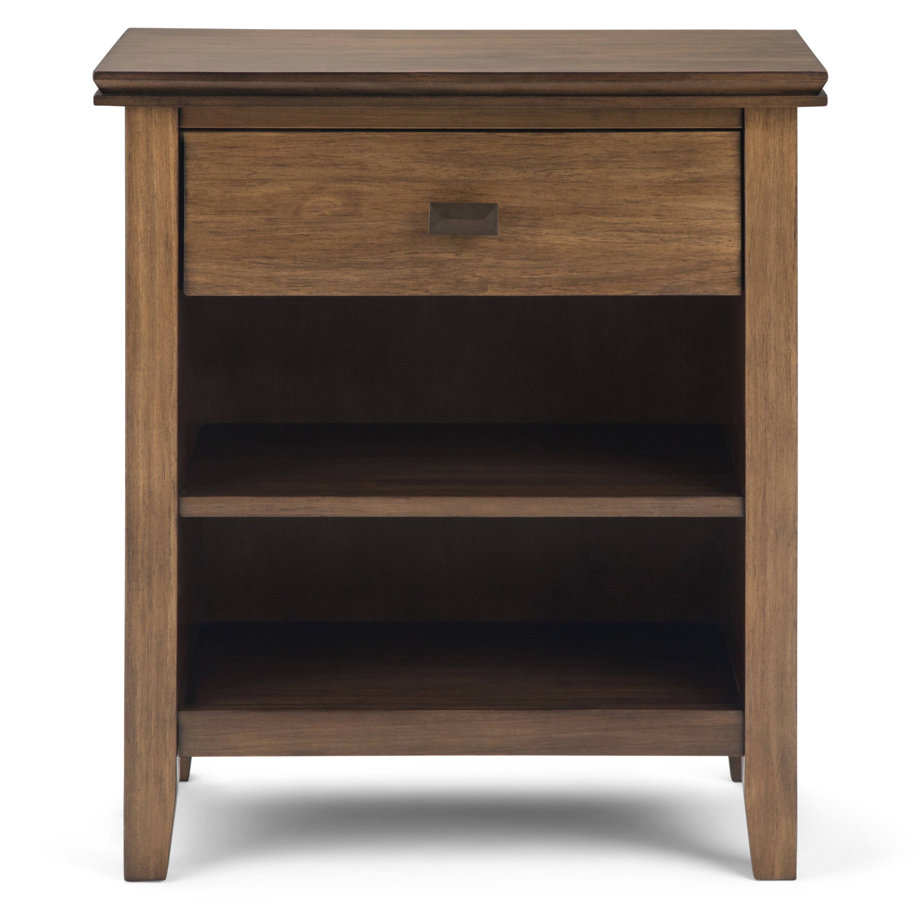 Angle. Simpli Home - Artisan 24 inch Solid Wood Transitional Night Stand in Rustic Natural Aged Brown (Set of 2) - Rustic Natural Aged Brown.