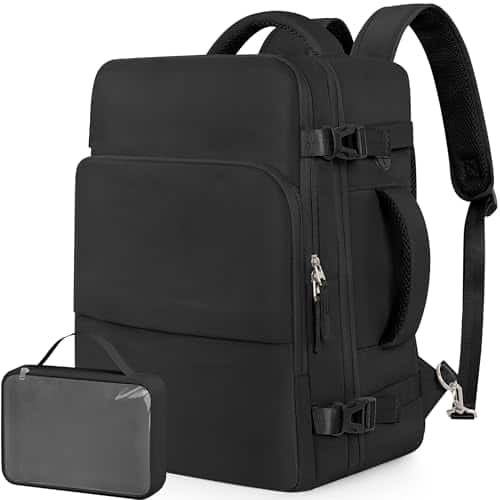 Stamp n Camp - Travel Backpack For Men Women Lightweight Personal Item Trave Bag Airlines Carry On With Usb Charging Port Durable - Black-X-Large