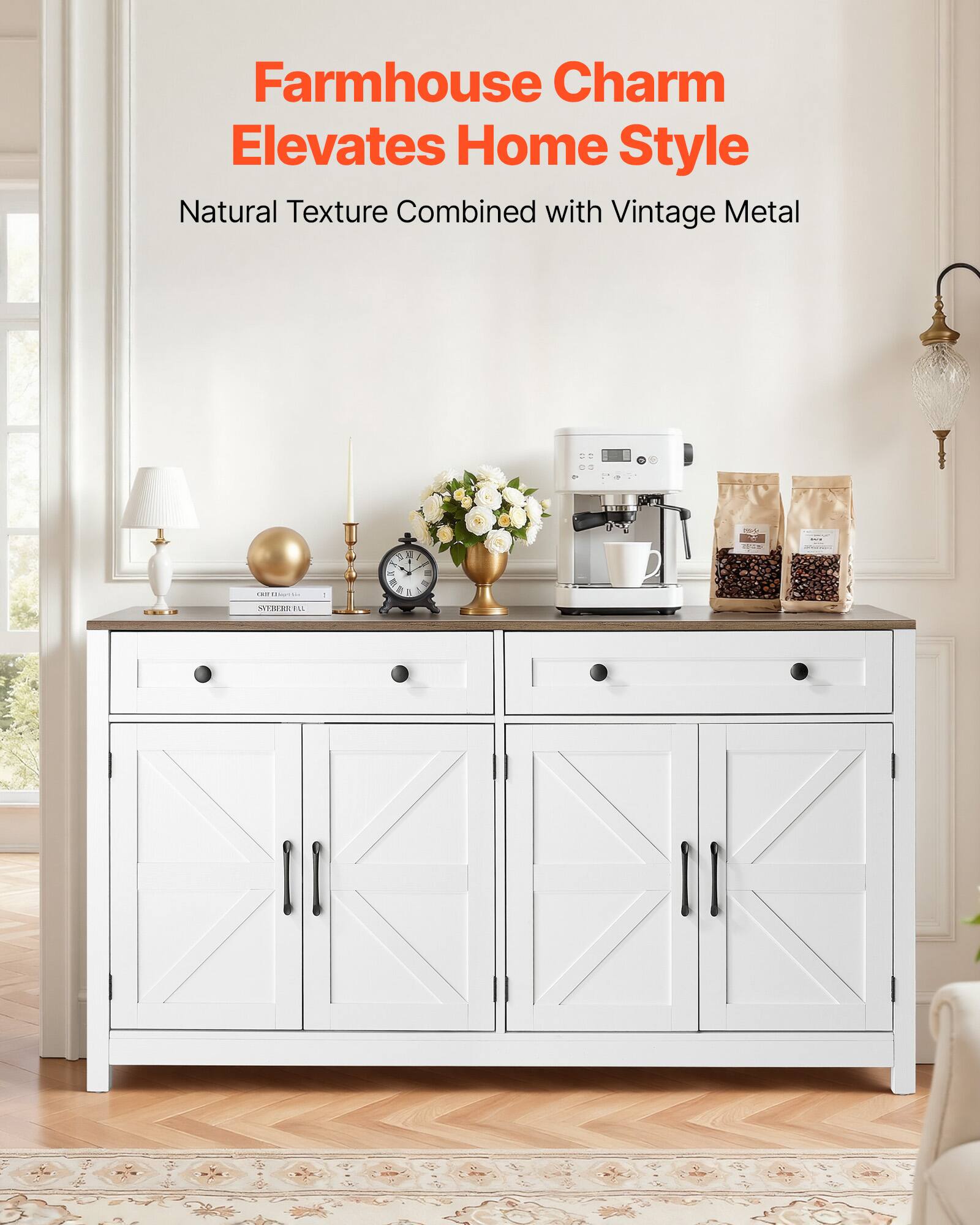 Farmhouse Charm Elevates Home Style  
Natural Texture Combined with Vintage Metal