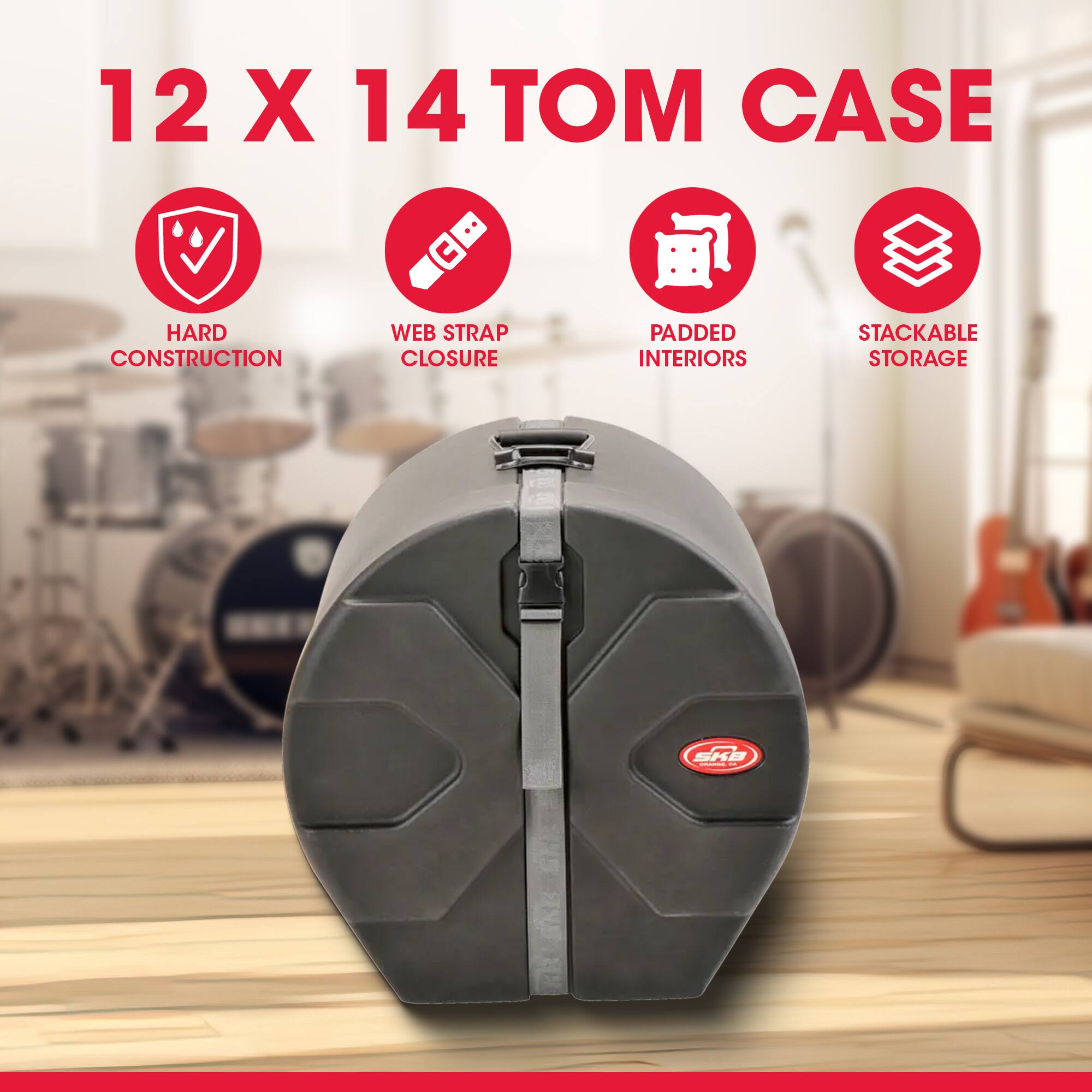12 X 14 TOM CASE HARD CONSTRUCTION WEB STRAP CLOSURE PADDED INTERIORS STACKABLE STORAGE