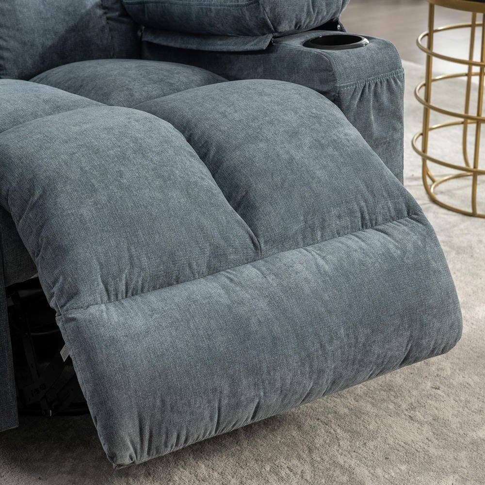 Alt View 2. Kadyn - Massage Rocker Recliner Chair, 8-Point Vibration & Heat, 150° Recline, USB Port, Cup Holders, Blue - Blue.