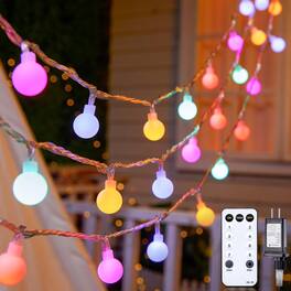 FINEAK - 33ft 100-LED Pink + Multicolor Globe Fairy Lights Plug-in 8 Modes Remote