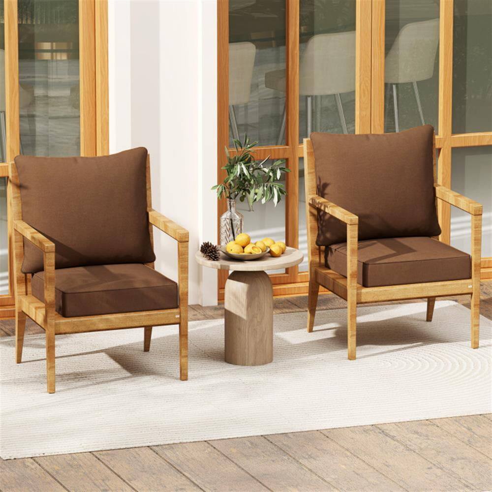 Back. Kadyn - Patio Chair Cushions Outdoor Chair PadsDeep Seat Chair Cushion Pads Set with Rope Belts for Indoor and OutdoorBrown - Brown.