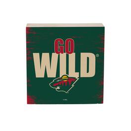 Evergreen Enterprises - Minnesota Wild 6" Square Fan Chant Wood Block Shelf Sign - Multicolor