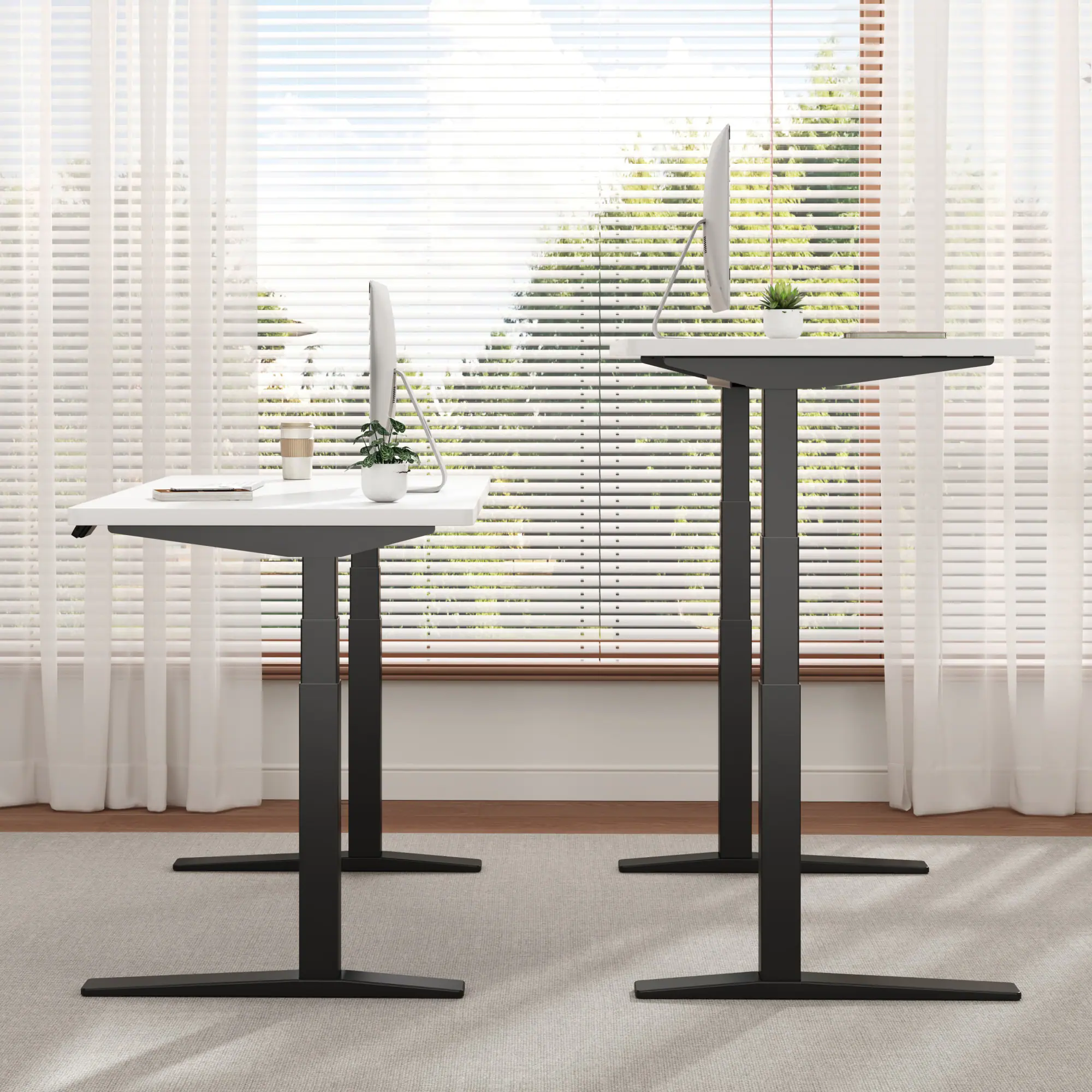 Alt View 1. FlexiSpot - FlexiSpot E7Pro 55''W Electric Adjustable Standing Desk Chipboard, White/Black - White.