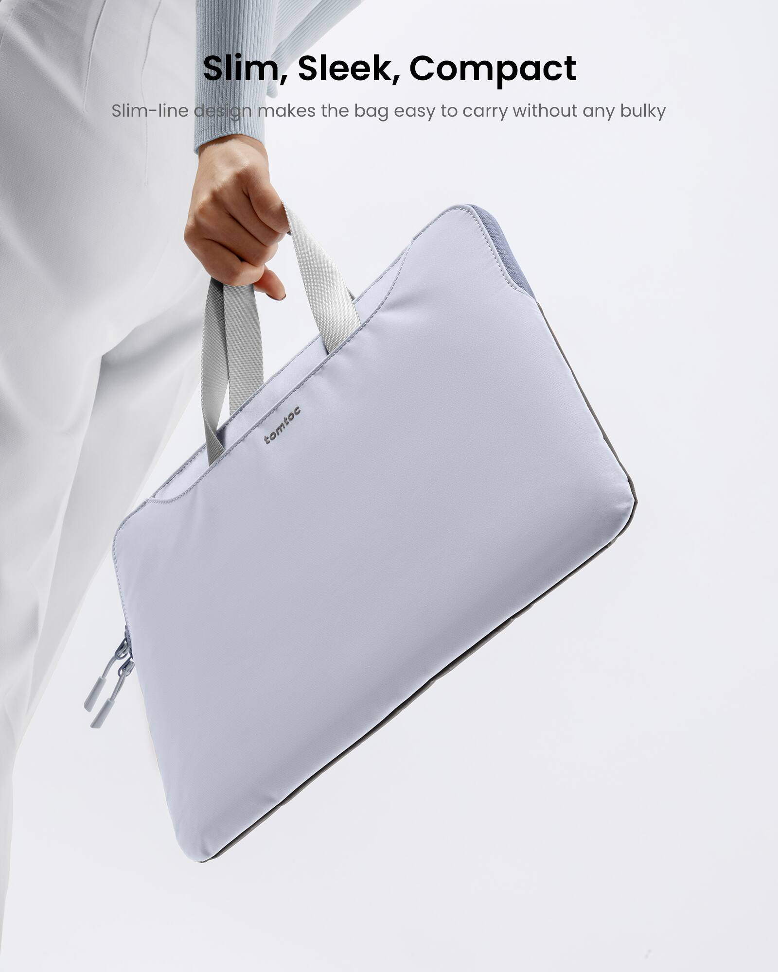 Slim, Sleek, Compact: Slim-line design makes the bag easy to carry without any bulky tomtoc.