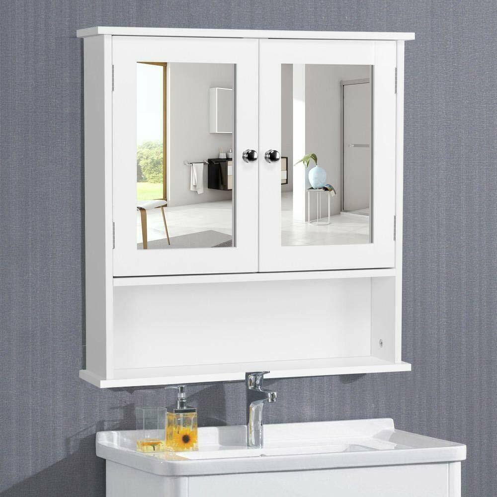 Alt View 5. Winado - Wall Mount Bathroom Storage Cabinet Kitchen Cupboard Organizer W/ Mirror Doors - White.
