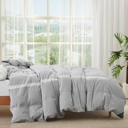 Puredown - 600FP Cooling Lightweight Breathable White Down Comforter, Oversized Summer Blanket, Full/Queen - Gray
