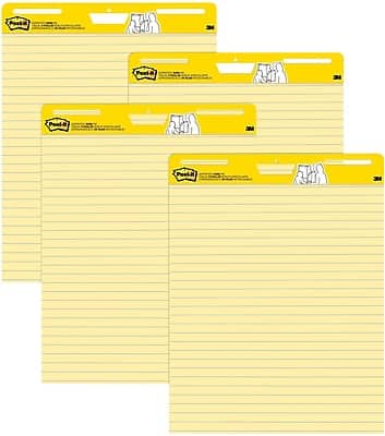 Post-it- Super Sticky Easel Pad, 25" x 30", Lined, 30 Sheets/Pad, 4 Pads/Pack- Yellow