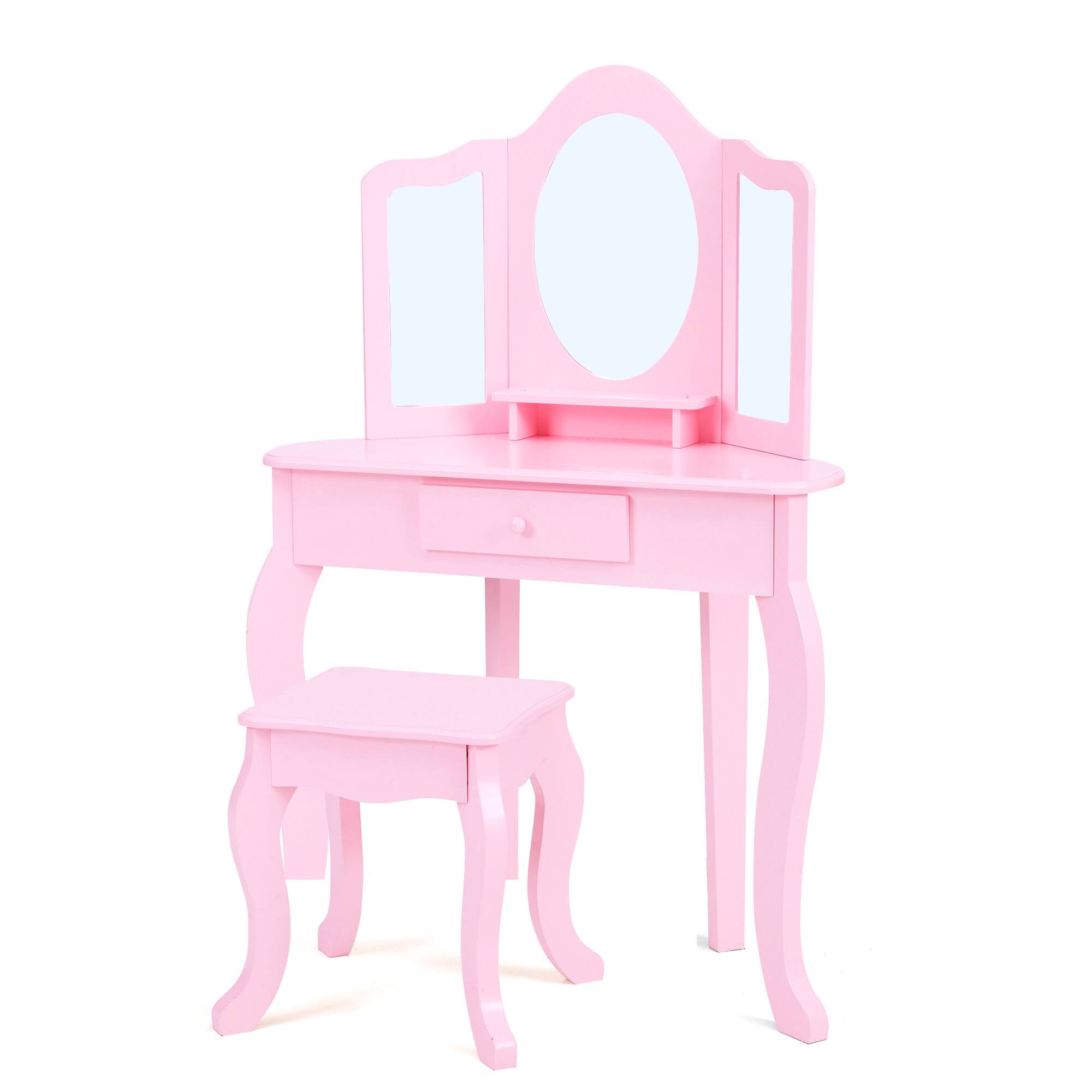 Alt View 6. Teamson Kids - Kids Vanity Table and Stool, Pink.