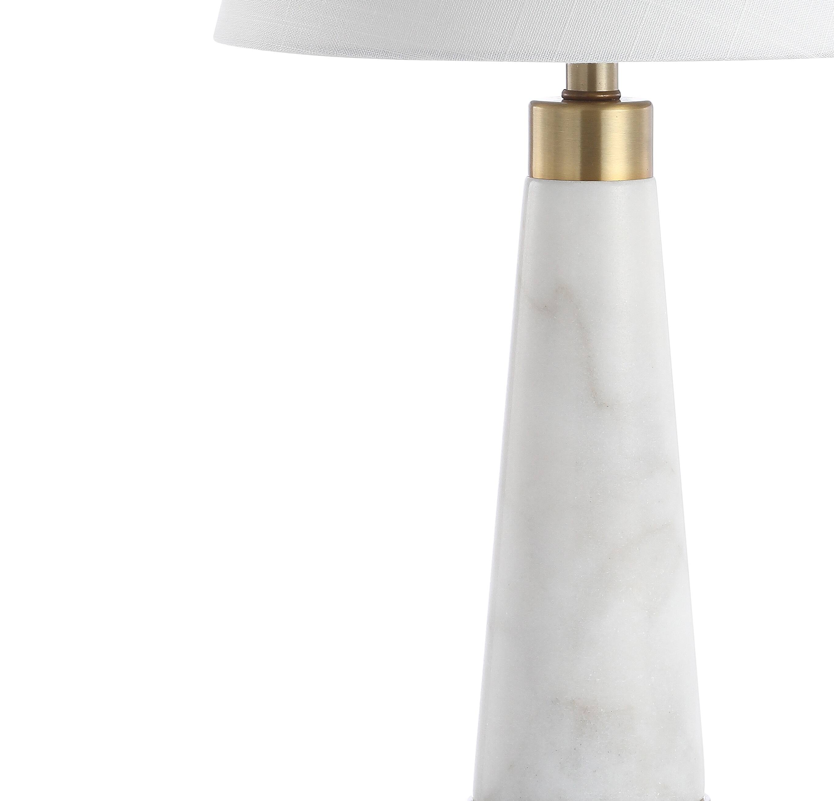 Alt View 6. Jonathan Y - Travis 26.5" Marble/Iron Gold Modern Column LED Table Lamp, White - White.