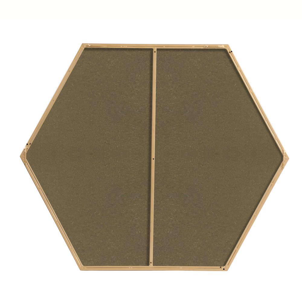 Angle. Elegant Decor - Metal frame hexagon mirror 38 inch in Brass - Brass.