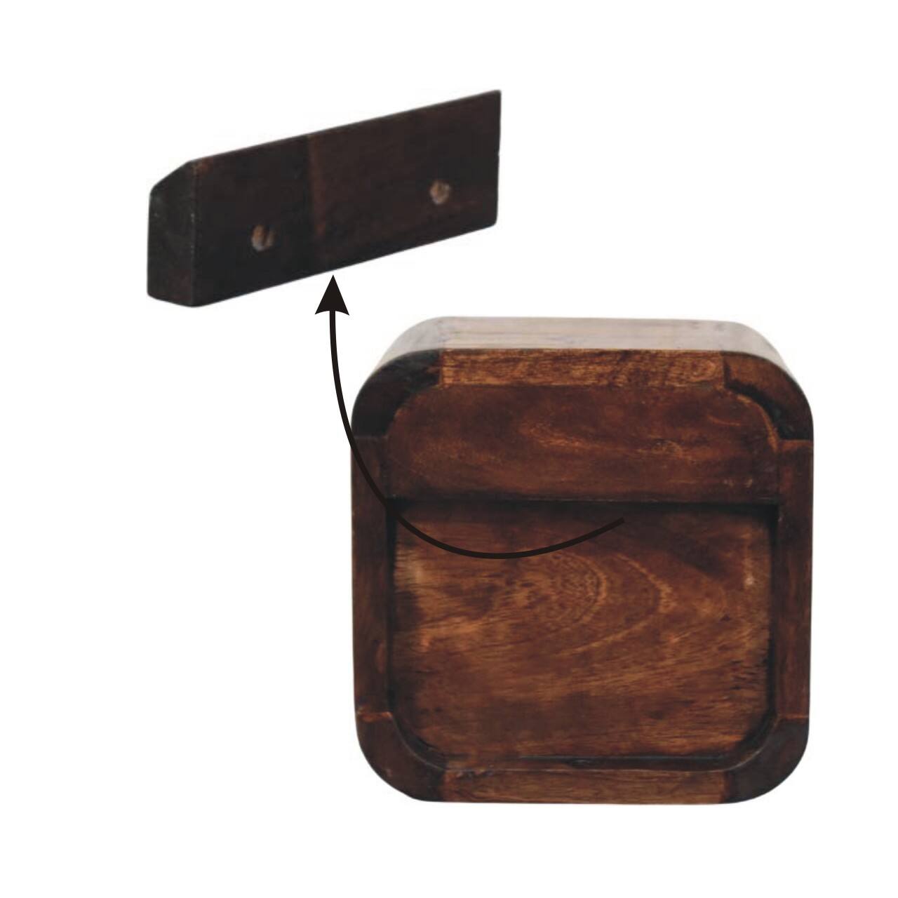 Alt View 6. Artisan Furniture - Artisan Furniture Solid Wood Curved Wall Mounted Bedside, 1 Drawer, 1 Open Slot, Dark Brown - Dark brown.