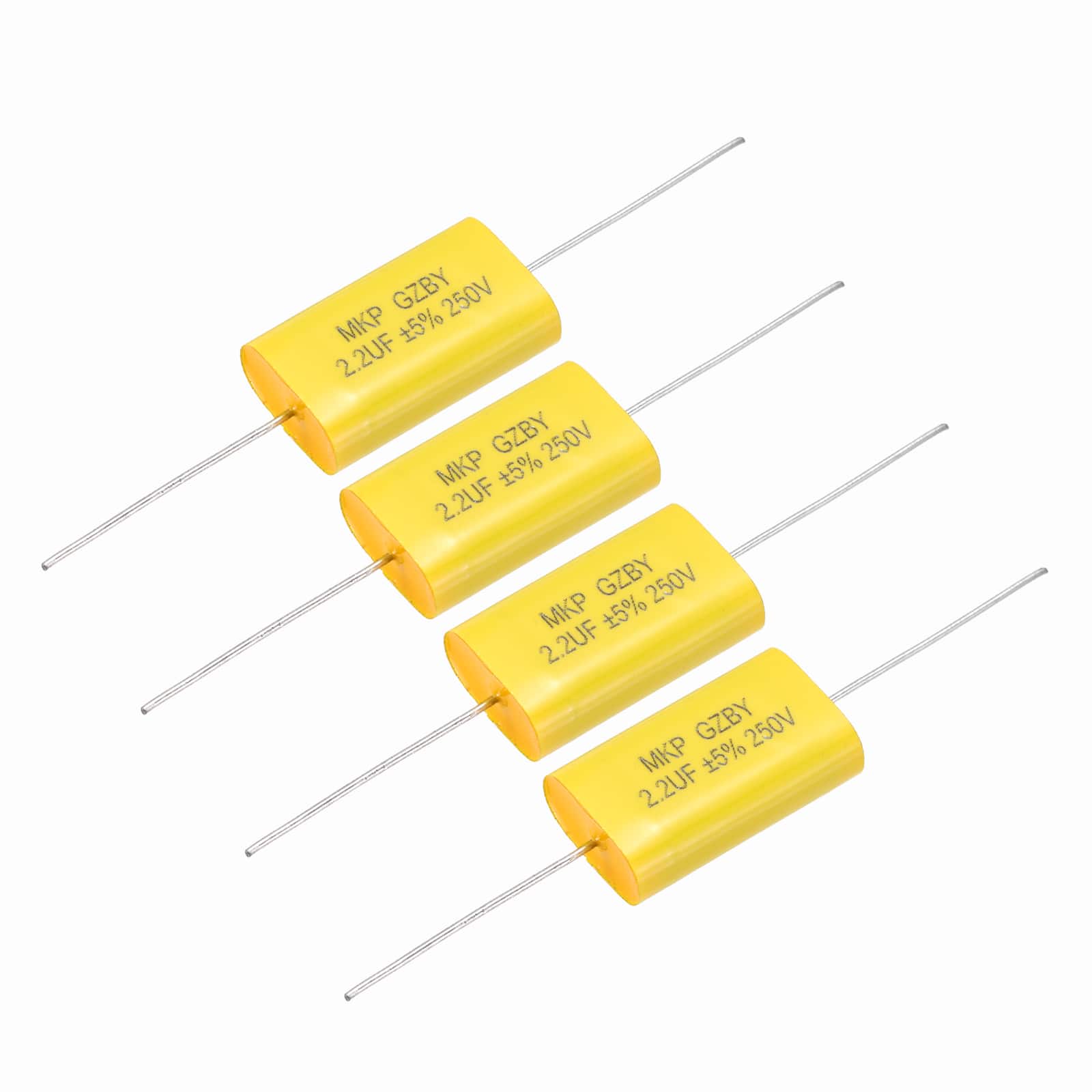 Unique Bargains - 4pcs 2.2uF Frequency Divider Capacitor, 250V Audio Speaker Crossover Non-Polarity Polypropylene MKP Film Capacitor - Yellow price history on PriceWatchPro