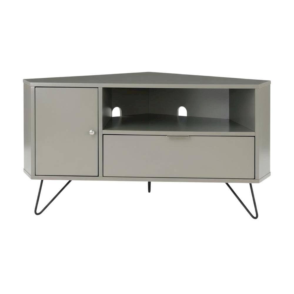 Alt View 3. Starlight Canyon Home - Modern Gray Wood Corner TV Stand with Multi-Storage Compartments - Green.