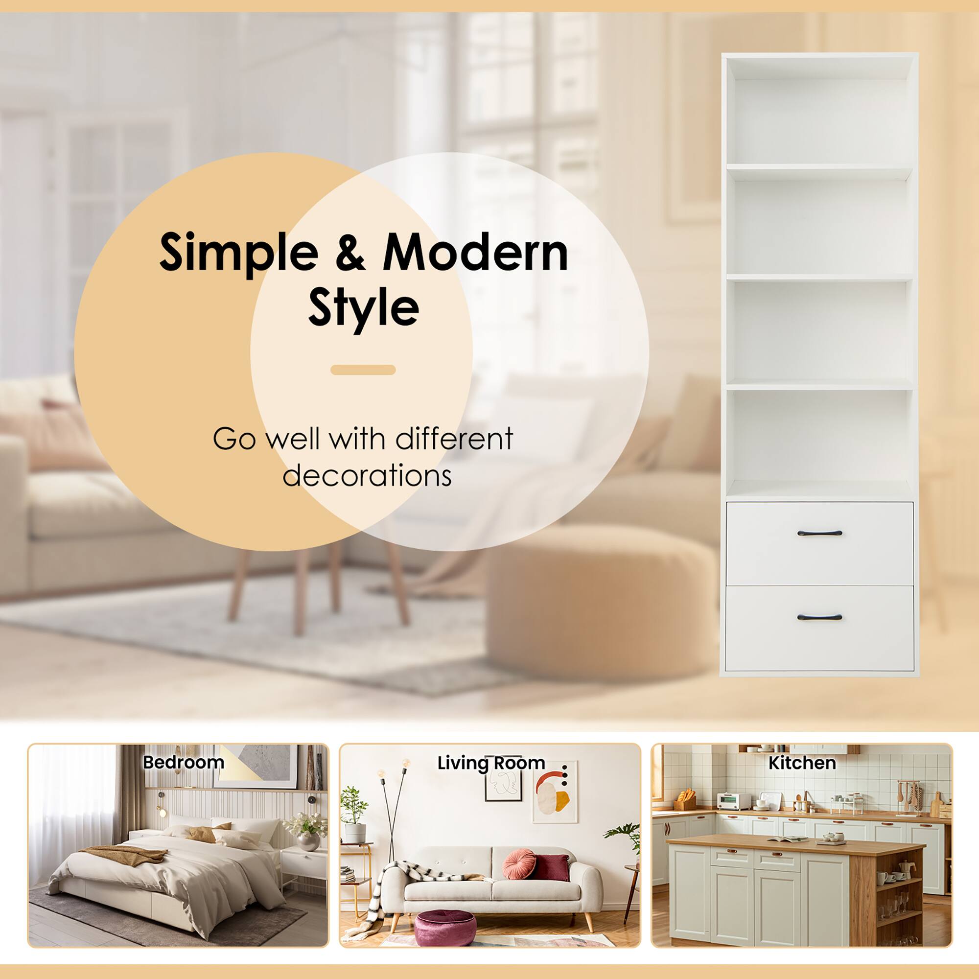 Simple & Modern Style
Go well with different decorations
Bedroom
Living Room
Kitchen