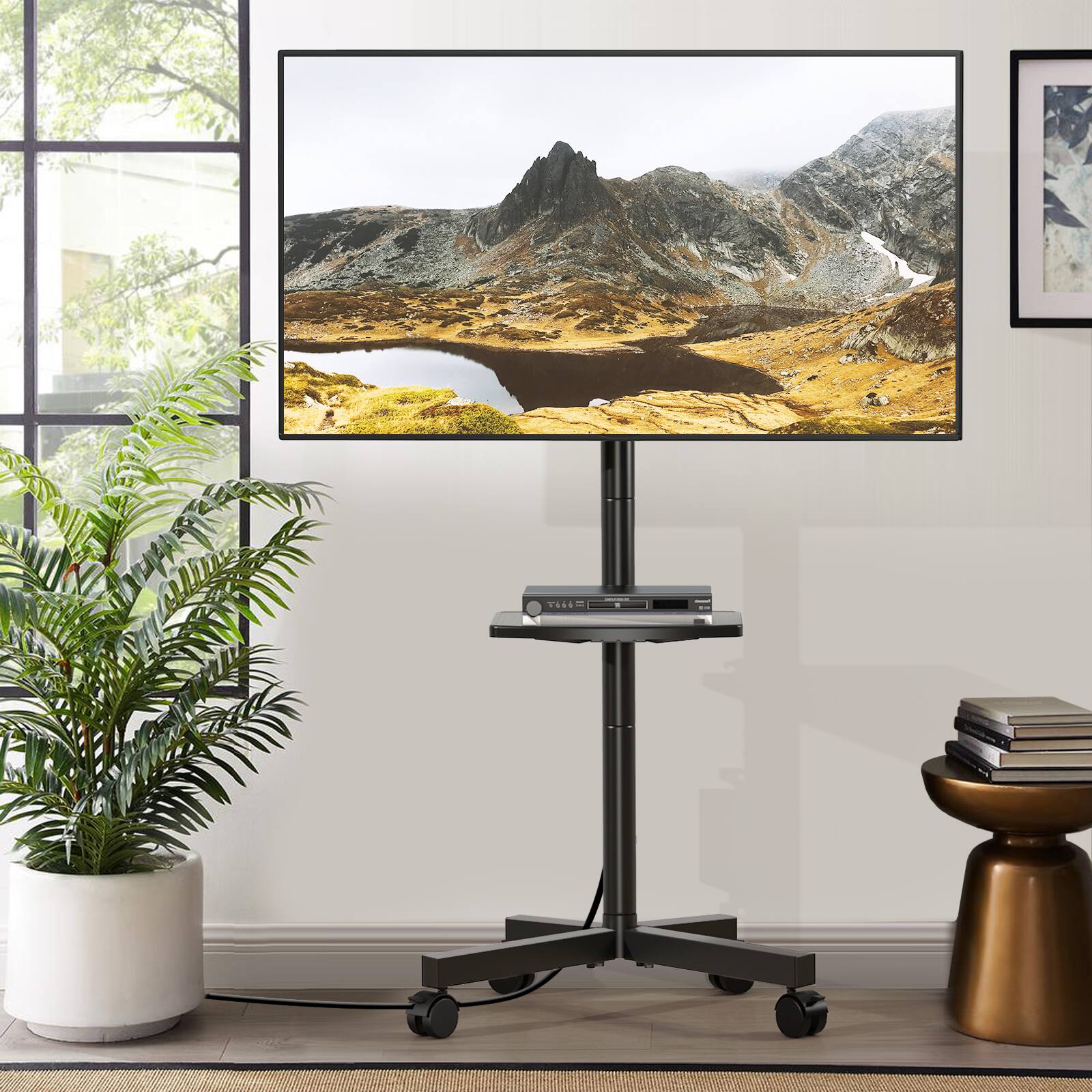 Left. Rfiver - 23-55 inch mobile floor-standing TV stand - Black.