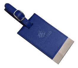 Go Green Power Inc. - Luggage Tags 2-Pack, Magnetic PU Leather ID Tags, ID Card Insert, Engravable Metal Plate, TR1260BL - Blue