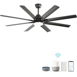 ELEMENT ACE - Modern Large Ceiling Fan with Dimmable LED Light Smart Remote Control Reversible DC Motor - Matte Black