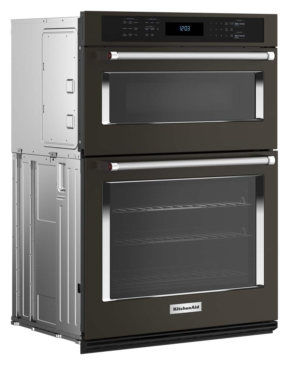 Alt View 2. KitchenAid - 30" Built-In Electric Convection Double Wall Combination with Microwave and Air Fry Mode - Black Stainless Steel.