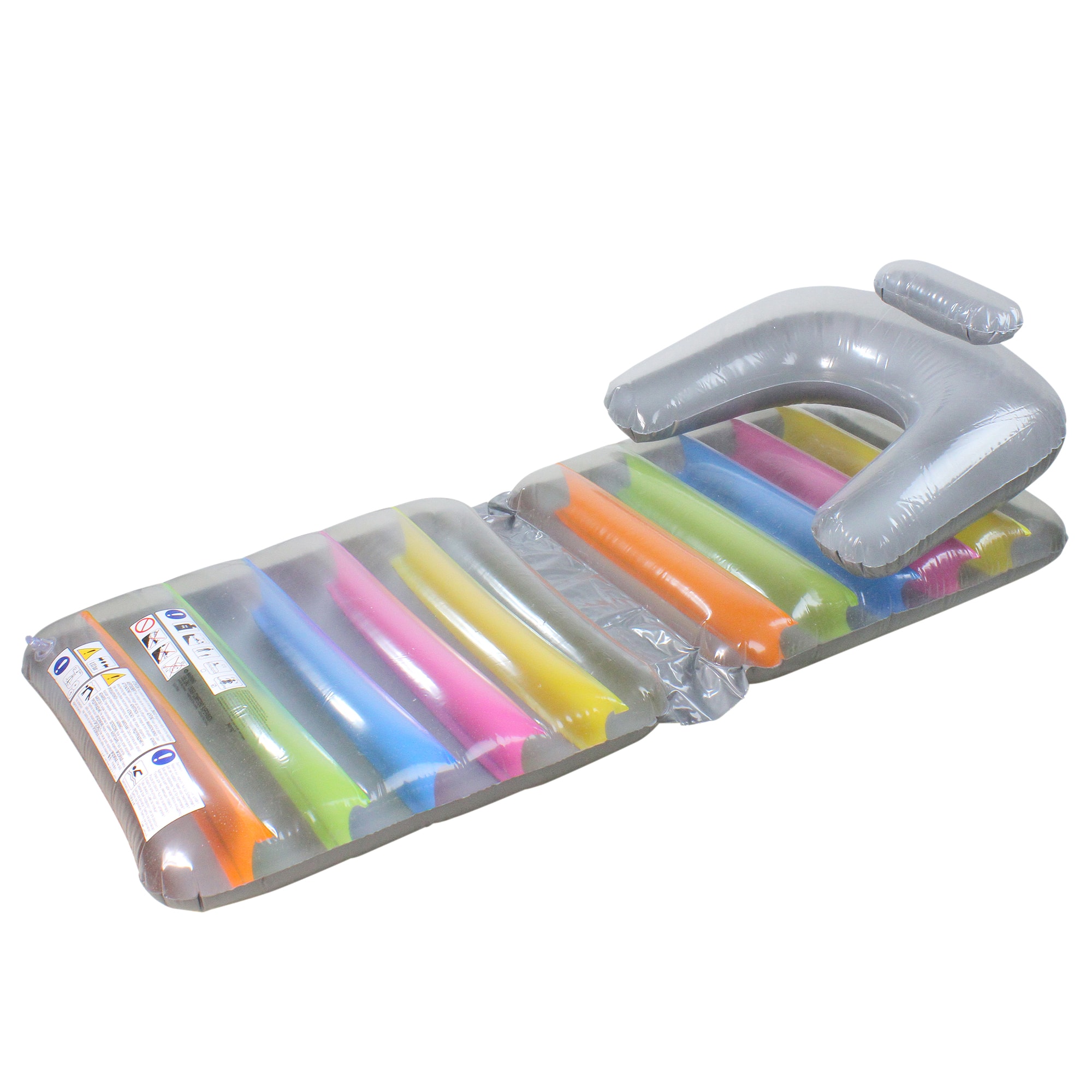 Pool Central - Inflatable Folding Swimming Pool Chaise Lounge, 75-Inch - Gray