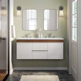 Render 48" Wall-Mount Bathroom Vanity Basin Included by Modway - White Walnut White