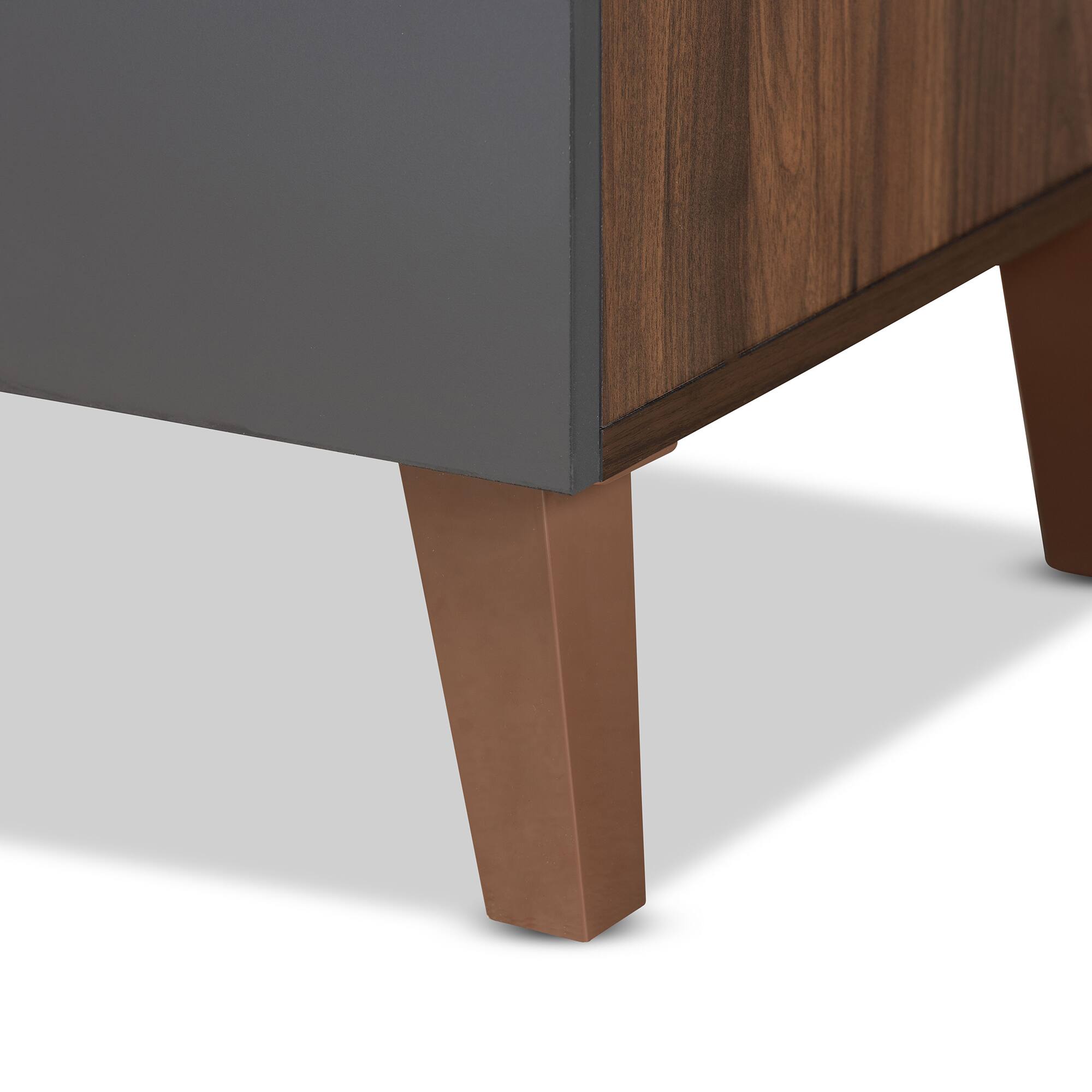 Alt View 2. Baxton Studio - Jaeger Modern and Contemporary Finished Wood Storage Desk with Shelves - Grey/Walnut Brown.