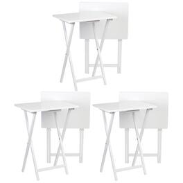 PJ Wood - Portable Folding TV Snack Tray Table Desk Stand, (6 Piece Set) - White