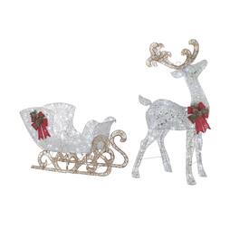 NOMA - Reindeer and Sleigh Christmas Display Pre-Lit LED Outdoor Lawn Decoration - White